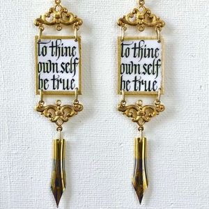 Handmade Shakespeare Earrings with Pen Nibs - Writers, Grads, Students, Teachers